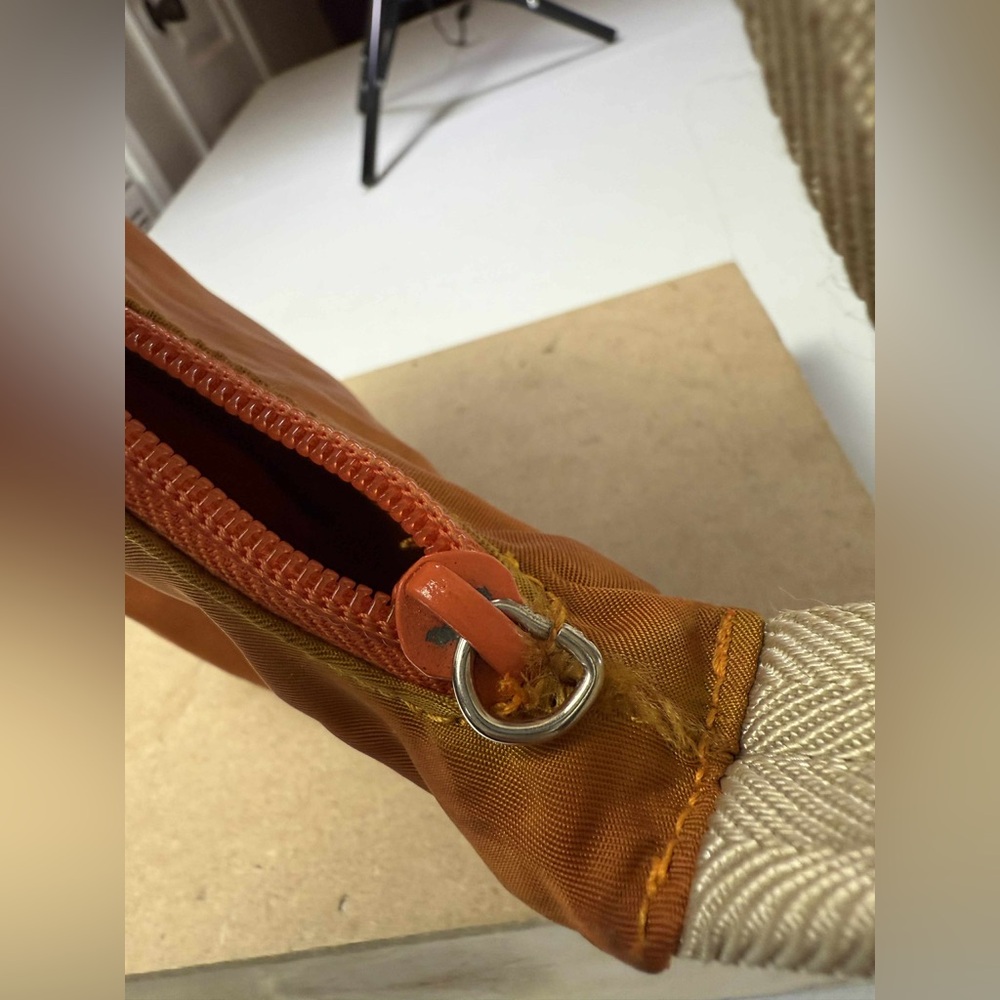 PRADA Nylon Triangle Logo Shoulder Handbag Orange Made in Italy - Picture 15 of 16